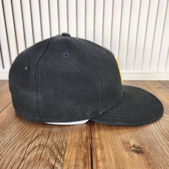 VTG Pittsburgh Pirates New Era 59fifty Fitted 7 1/8 Hat Cap Black Made in USA - Picture 4 of 10
